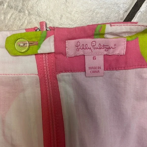 Lily Pulitzer Pink Floral Skirt w/lace back pocket sz 6 - Picture 6 of 9